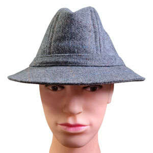 Vintage Fedora Hat Gray Tweed Mens Unisex Union Made USA Thinsulate Large
